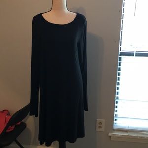 Mid length long sleeve black dress